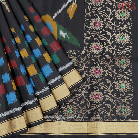 Black Pochampally Soft Silk Saree