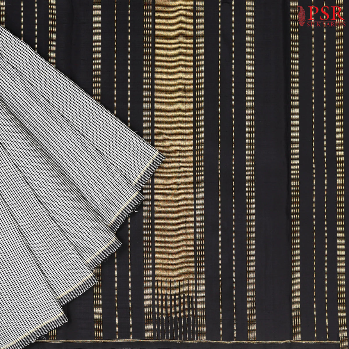 Black & White Kanchipuram Silk Saree