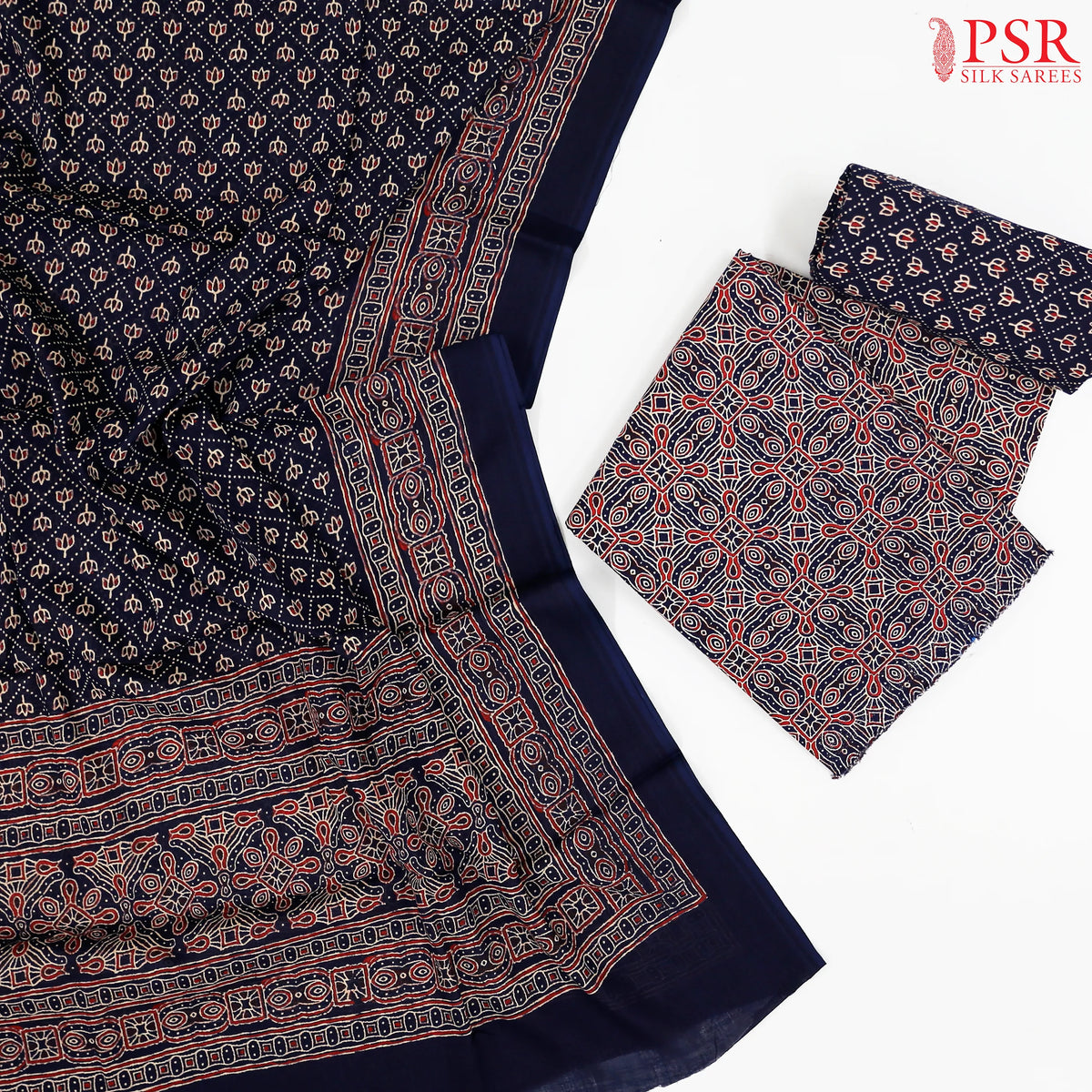 Dark Indigo Blue Cotton Dress Material