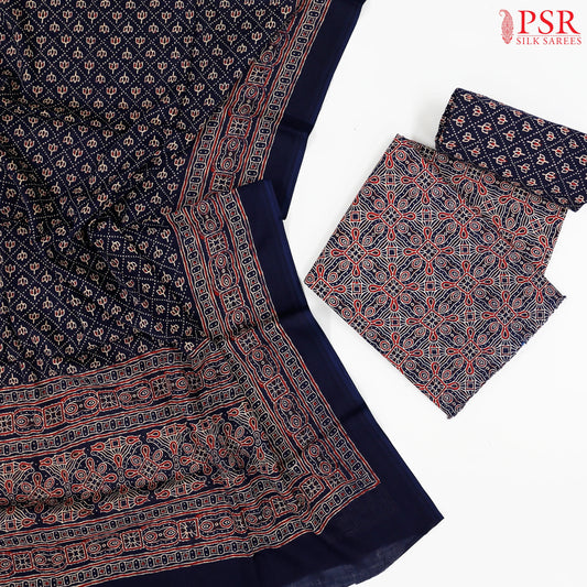Dark Indigo Blue Cotton Dress Material