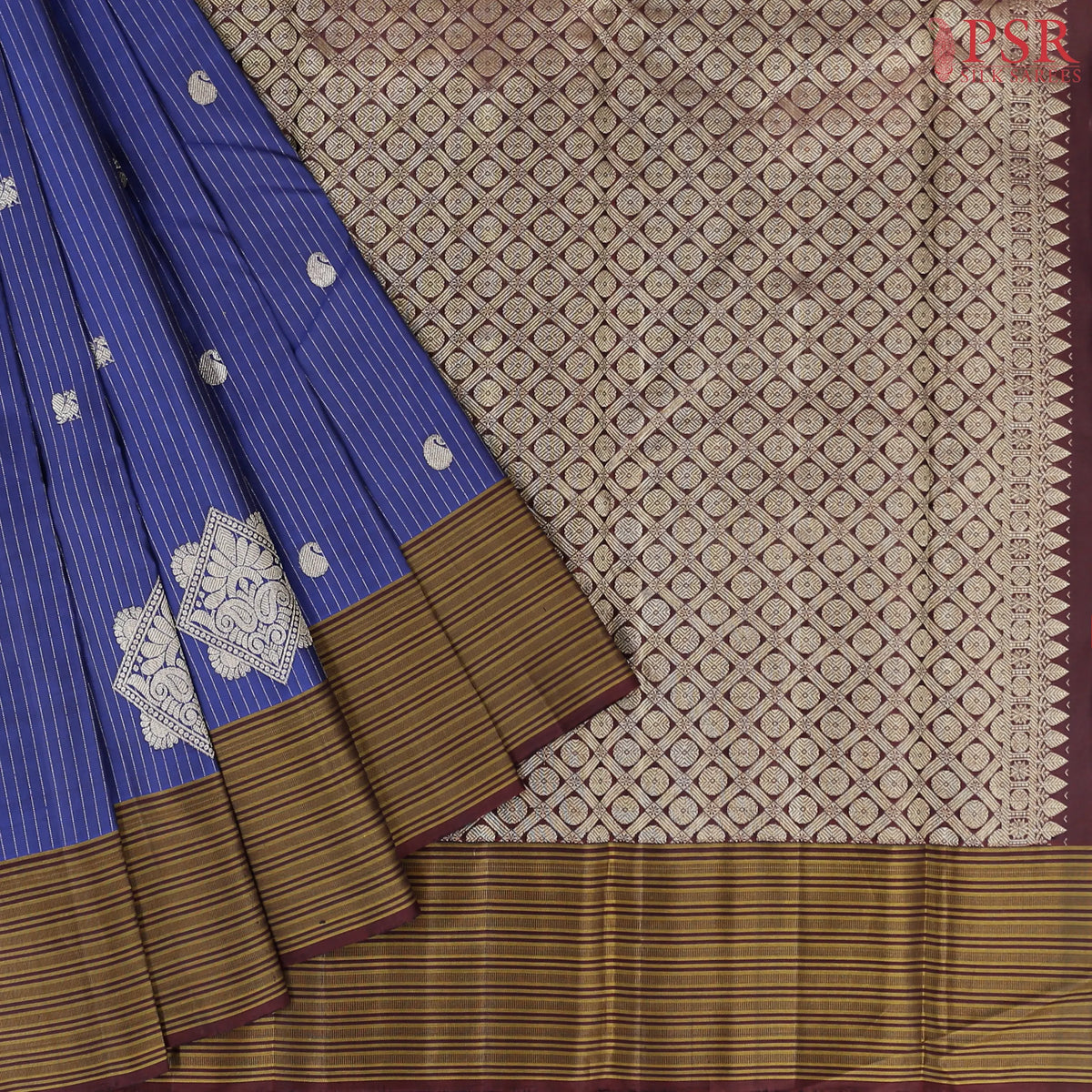 Dark Blue Kanchipuram Silk Saree