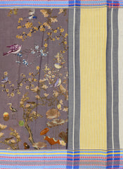 Dark Mauve Printed Cotton Saree