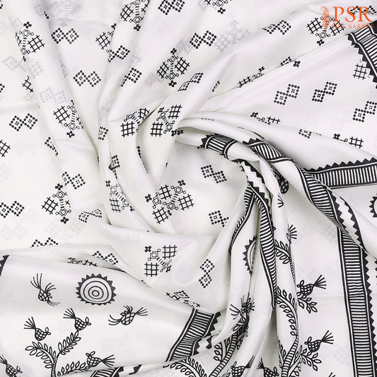 White Murshidabad Silk Saree