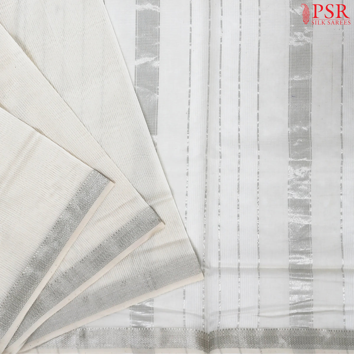 Off White Maheshwari Silk Cotton Saree