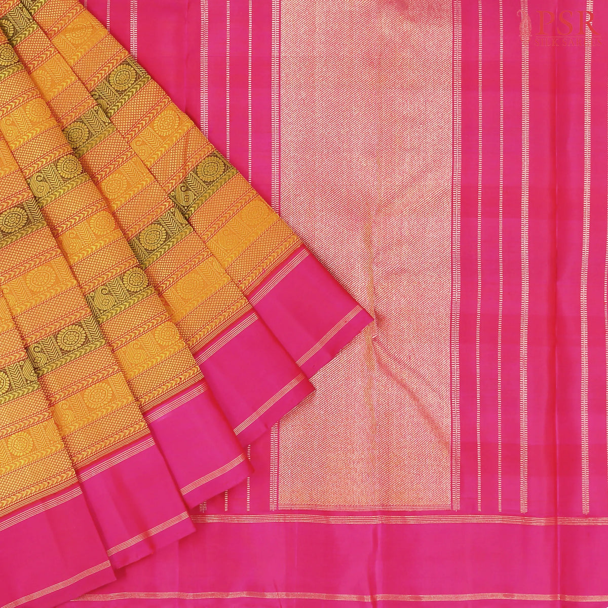 Marigold Orange Kanchipuram Silk Saree