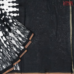 Off White & Black Silk Cotton Saree