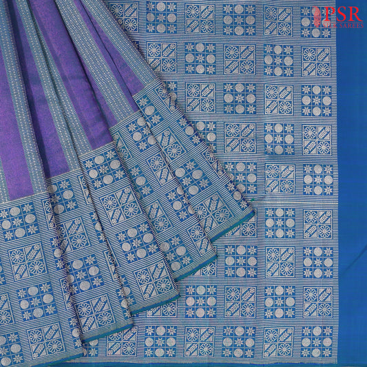 Teal And Purple Kanchipuram Silk Saree