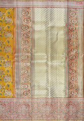 Mustard Yellow Kanchipuram Jacquard Tissue Silk Saree