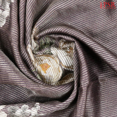 Dark Mauve Printed Tissue Saree
