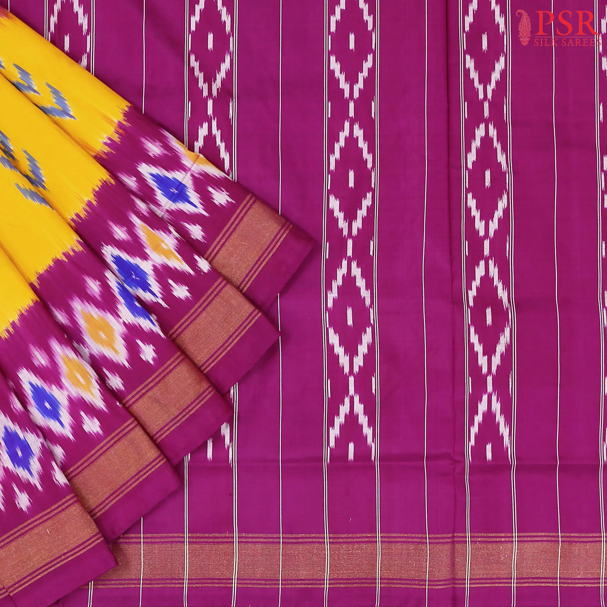 Golden Yellow Pochampally Silk Saree