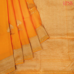 Orange Yellow Banarasi Habutai Satin Saree
