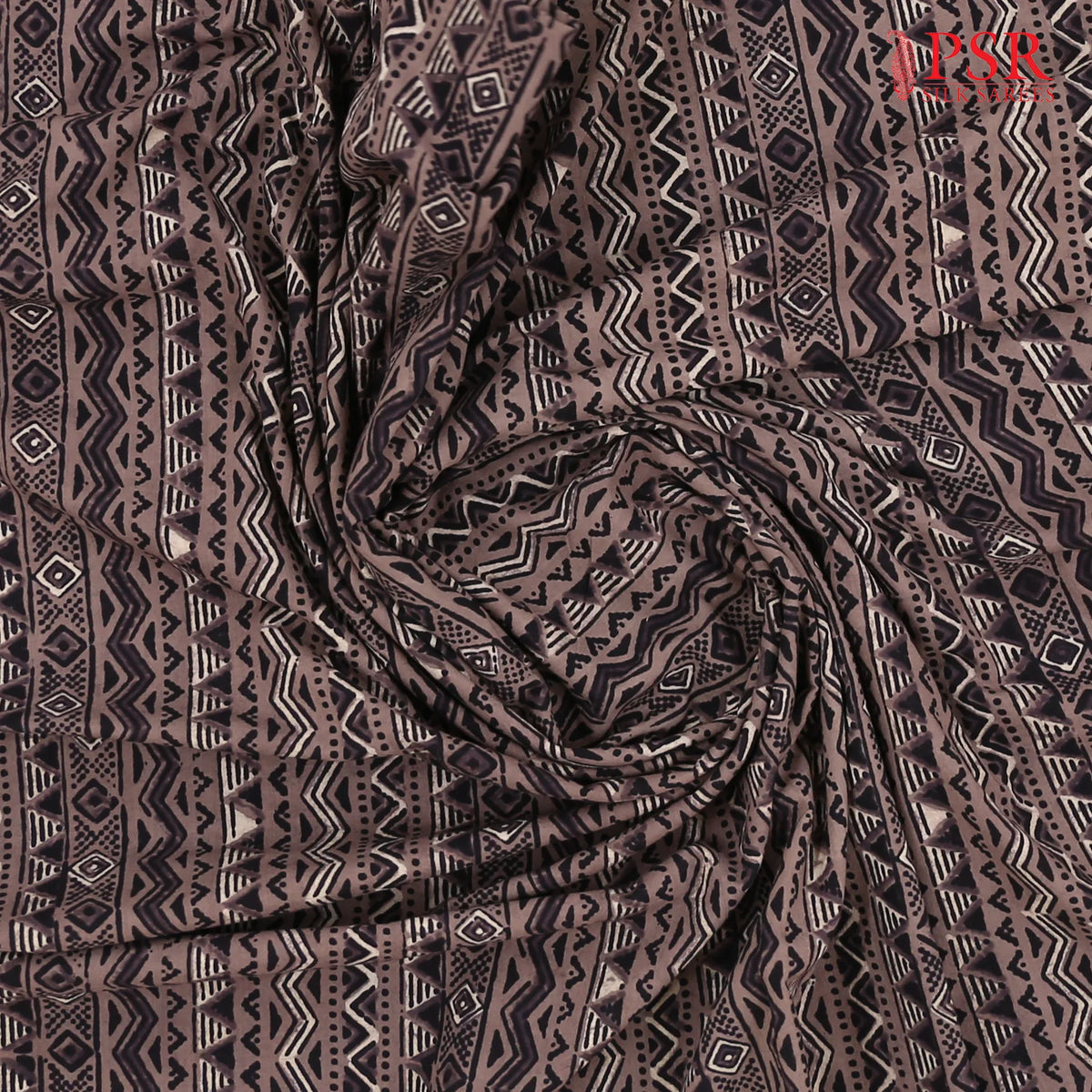 Dark Taupe Ajrakh Print Running Material