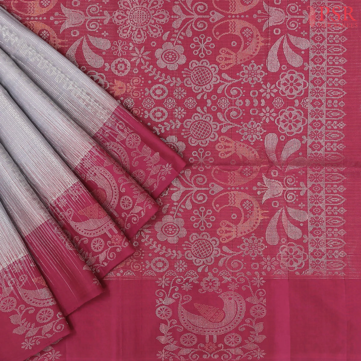 Grey Soft Silk Saree
