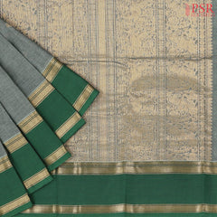 Teal Grey Kalakshetra Kovai Cotton Saree