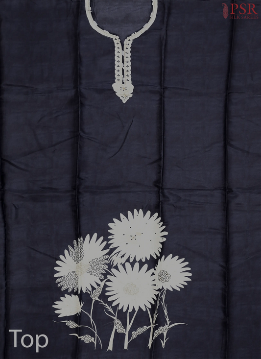 Midnight Blue Semi Crepe Dress Material