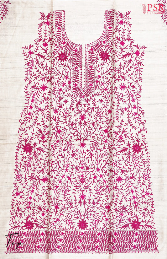 Royal Beige Kadhi Tussar Silk Dress Material