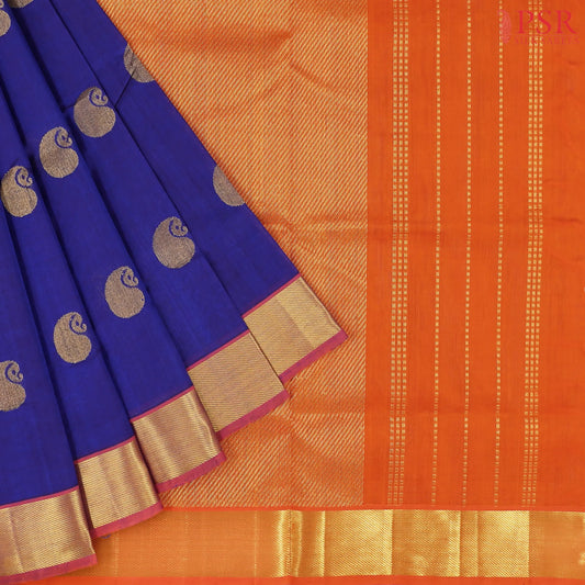 Royal Blue Cotton Silk Saree