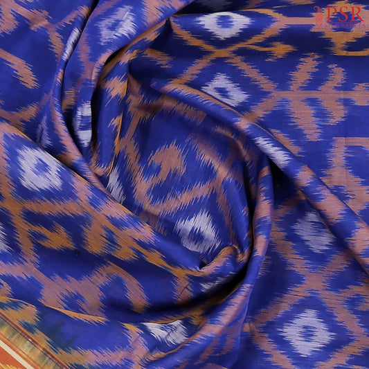 Royal Blue Patola Silk Cotton Saree