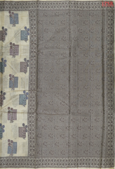 Olive Beige Banaras Tussar Silk Saree