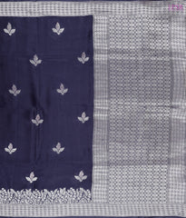 Dark Blue Banarasi Habutai Satin Saree