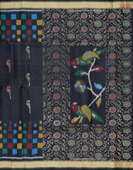 Black Pochampally Soft Silk Saree