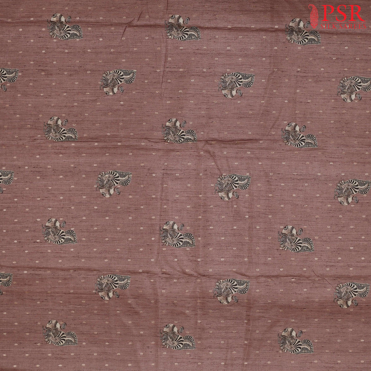 Dark Peach Semi Tassar Print Running Material