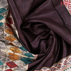Old Beige & Dark Brown Kadhi Tussar Silk Saree
