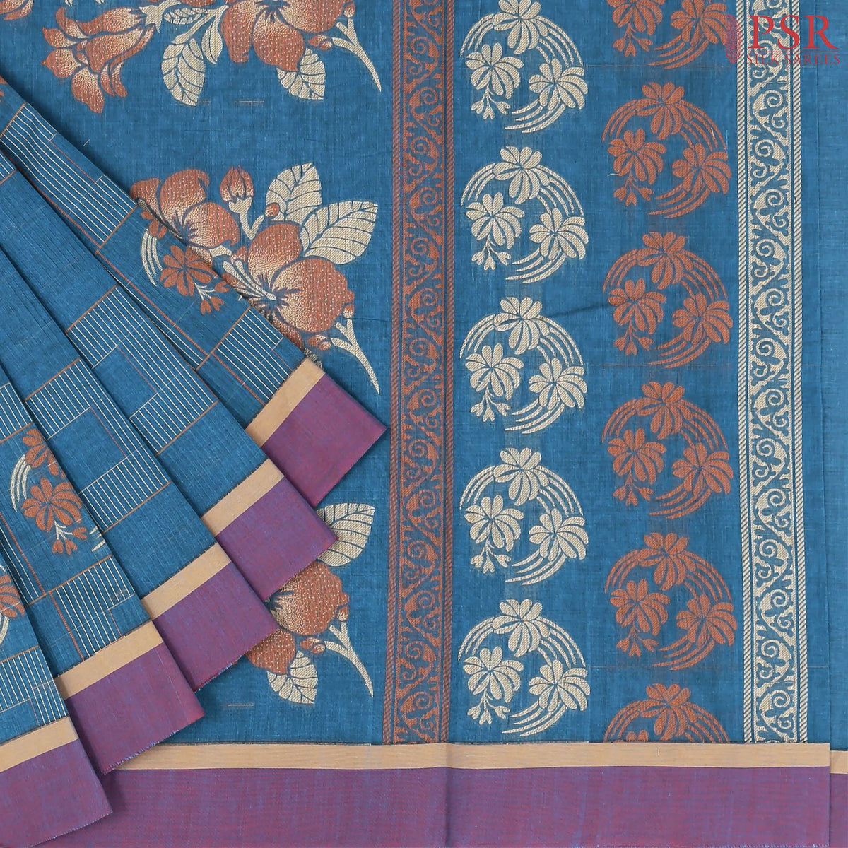 Cerulean Blue Kovai Cotton Saree