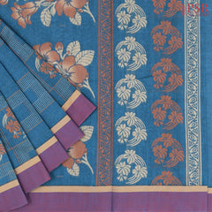Cerulean Blue Kovai Cotton Saree