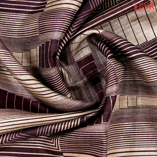 Dark Burgundy Semi Tussar Saree