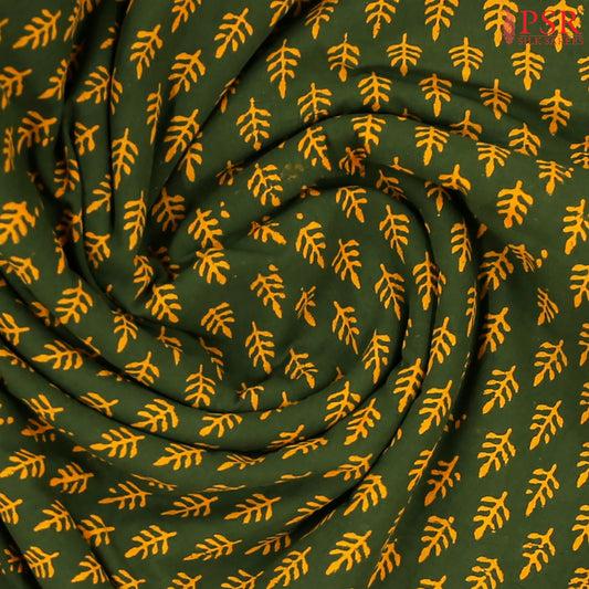 Bottle Green Cotton Print Running Material