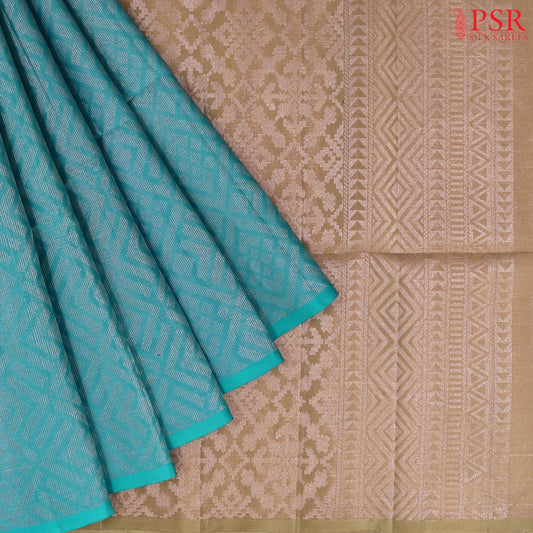 Pine Turquoise Soft Silk Saree
