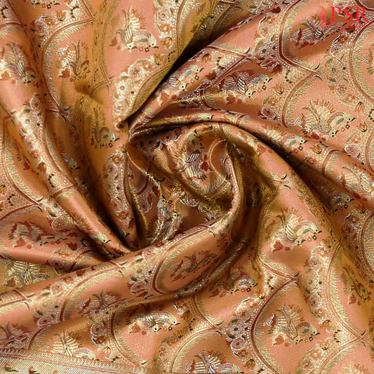 Golden Apricot Kanchipuram Tissue Silk Saree