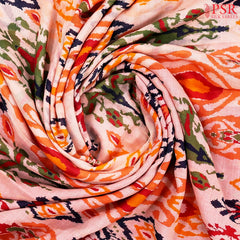 Peach Mul Printed Cotton Saree