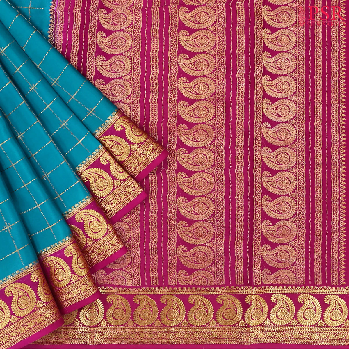 Peacock Blue Mysore Silk Saree