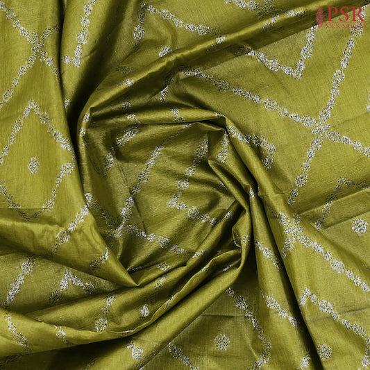Olive Green Banaras Tussar Silk Saree
