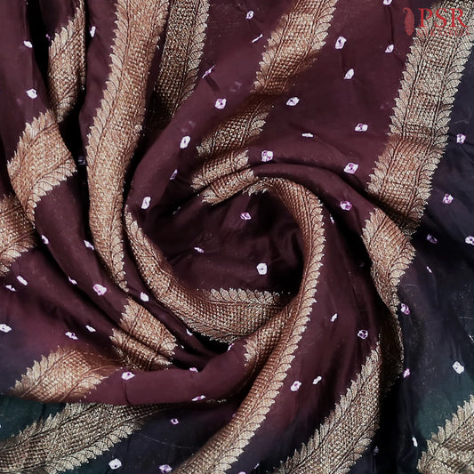 Brown Crushed Bandhini Saree