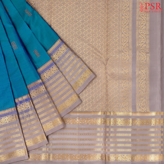 Peacock Blue Fancy Kanchipuram Silk Saree
