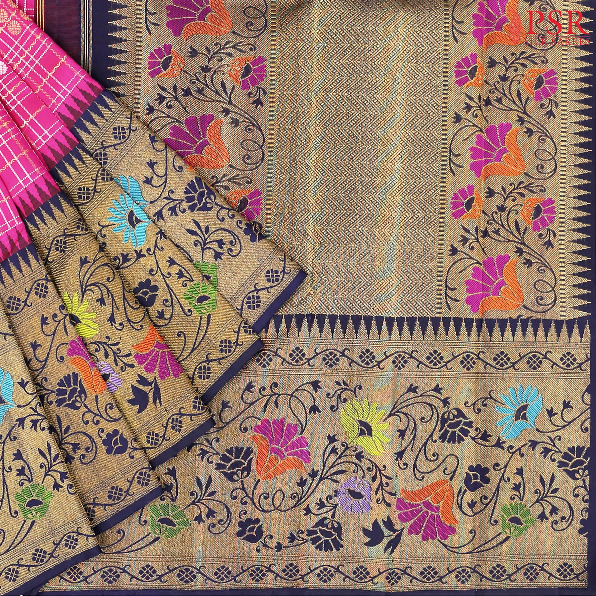 Raspberry Pink Kanchipuram Silk Saree