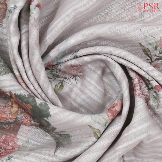 Pink Beige Linen Saree