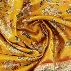 Mustard Yellow Kanchipuram Jacquard Tissue Silk Saree
