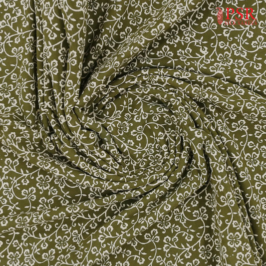 Olive Green Jaipur Cotton Print Running Material