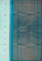 Off White & Light Blue Kanchipuram Silk Saree