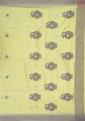 Lemon Yellow Byloom Cotton Saree