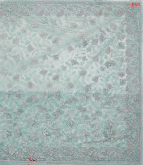 Tiffany Blue Organza Laser Embroidery Saree