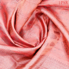 Georgia Peach Kanchipuram Jacquard Silk Saree