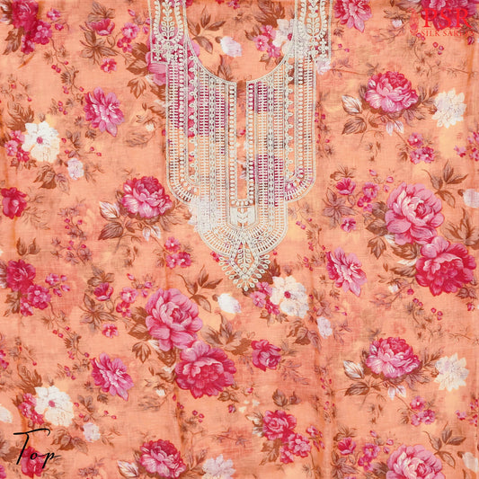 Cantaloupe Orange Linen Dress Material