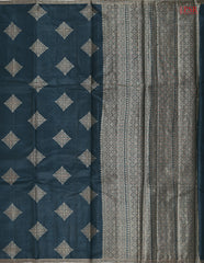 Dark Peacock Blue Banaras Tussar Silk Saree