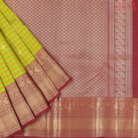 Green & Mustard Fancy Kanchipuram Silk Saree