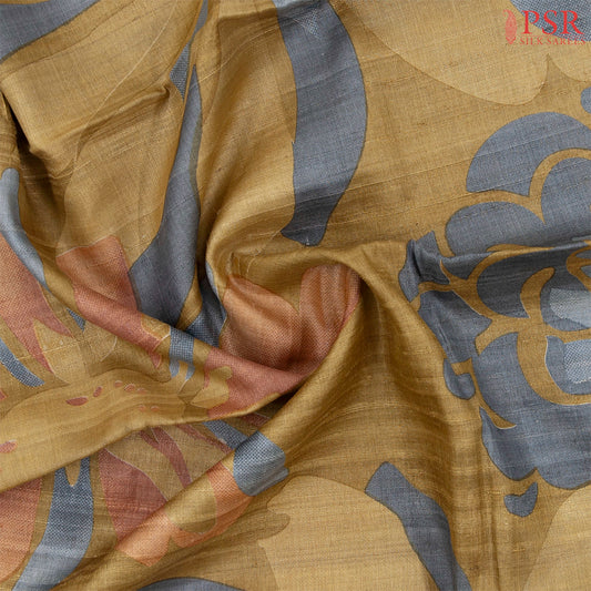 Mustard Brown Kadhi Tussar Silk Saree